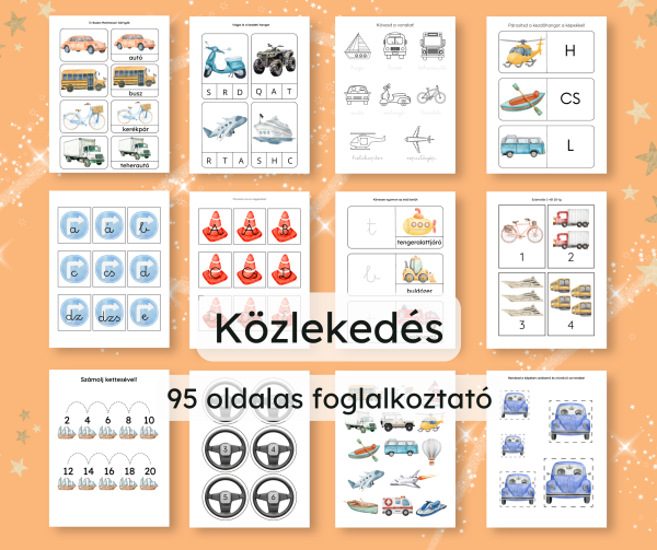 🚗 Közlekedés – 95 oldalas foglalkoztató