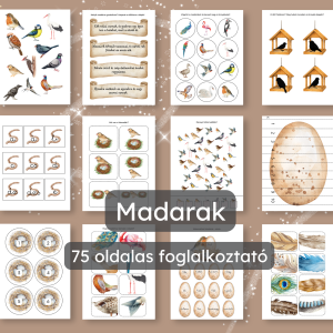 🐦 Madarak – Nyomtatható foglalkoztató gyerekeknek (PDF – 75 oldal)